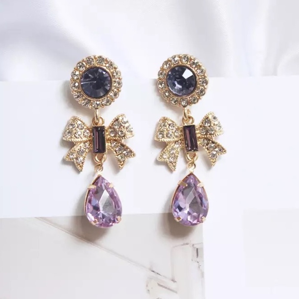 Purple Crystal Rhinestones Stud Earrings